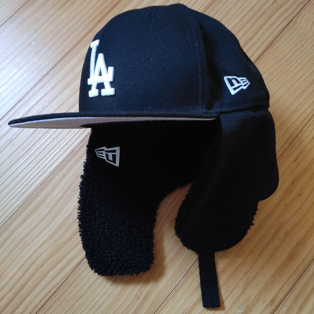 ニューエラ　ドジャース　ボア付きキャップ　ブラック