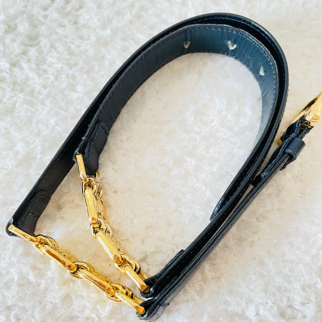 CELINE ベルト 65 セリーヌ 黒 ゴールド レディース レザーベルト