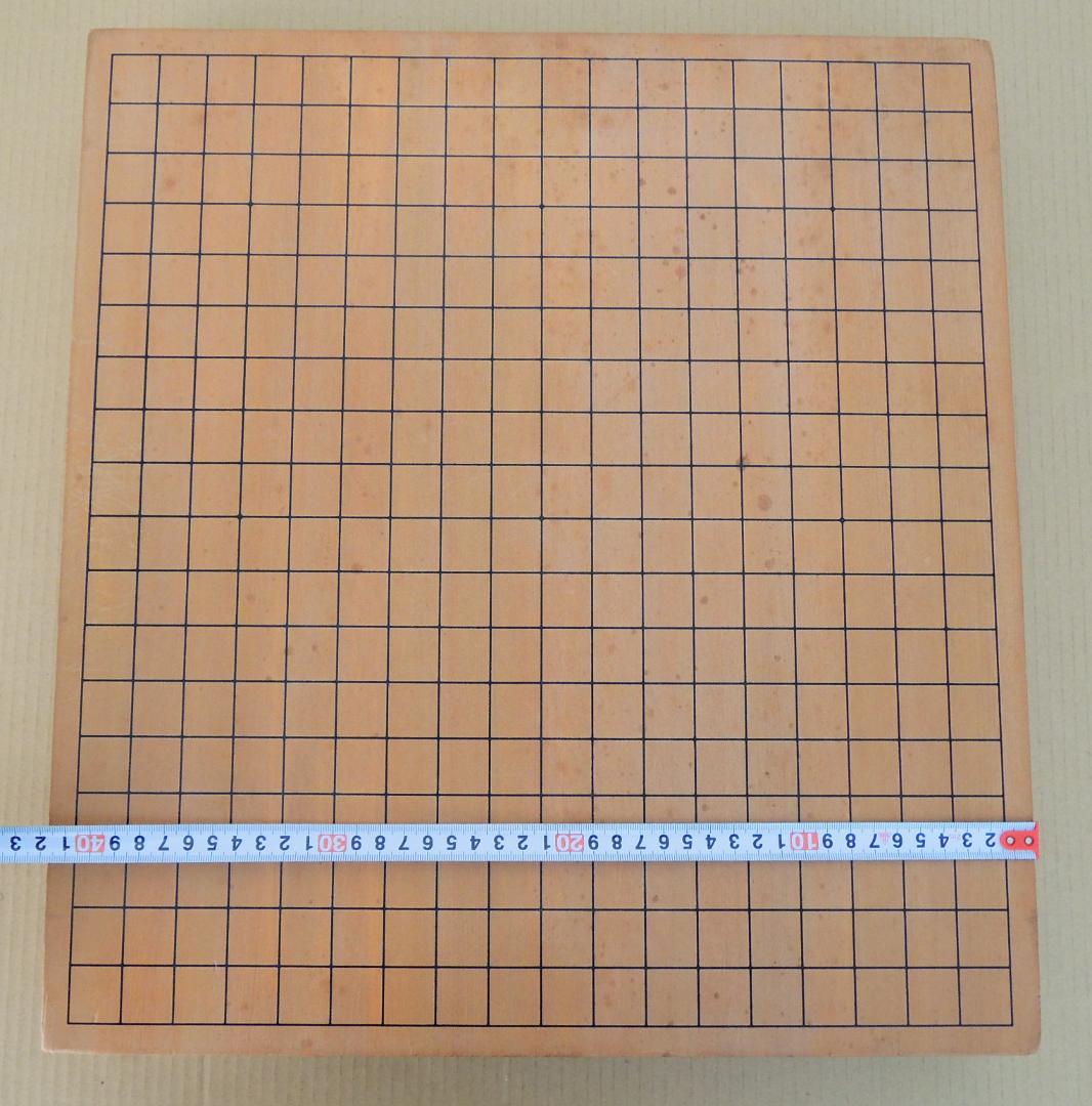 囲碁盤(天然木・漆線引) 3枚継 碁石付き