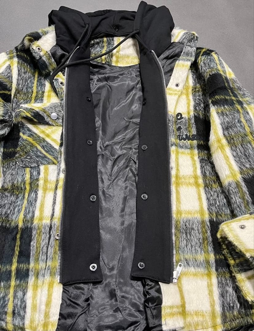 新品 13DE MARZO ジャケット チェック柄　テディベア付き フード付き