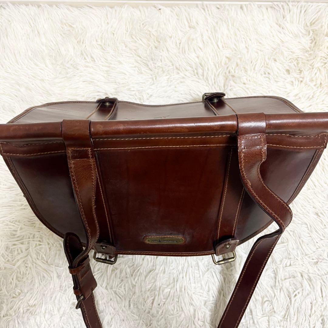 ポロラルフローレン ショルダーバッグ レザー ヴィンテージ 茶色 2層式 棒 鞄