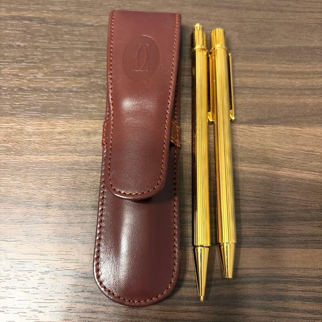 Cartier ボールペン&シャープペンセット　レザーケース付