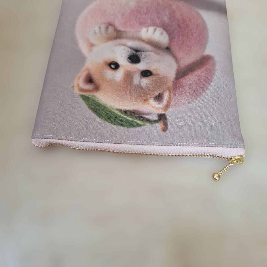 激レア柴犬パネル生地　ハンドメイド　ミニバック　フラットポーチ