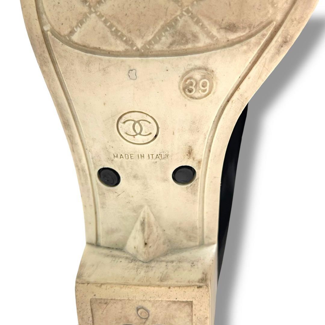 CHANEL シャネル レインブーツ カメリア ブラック 39 ココマーク 上品