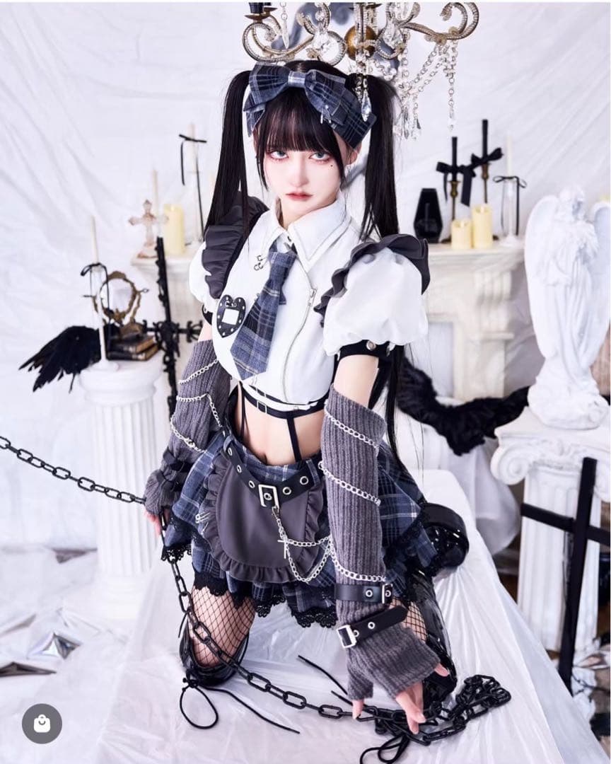 マリームーン ガーリーチェックパンククラッシュメイド オリジナルコスプレ