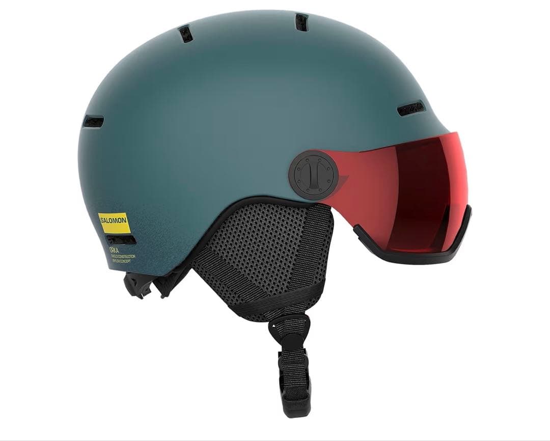 【極美品】SALOMON キッズヘルメット　Sサイズ49-53cm バイザー付き