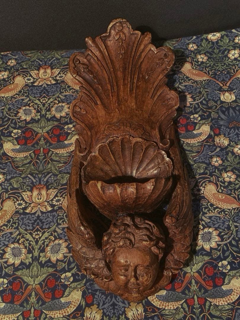 アンティーク　フランス　19世紀初期　ケルビム　ベニティエ　教会装飾