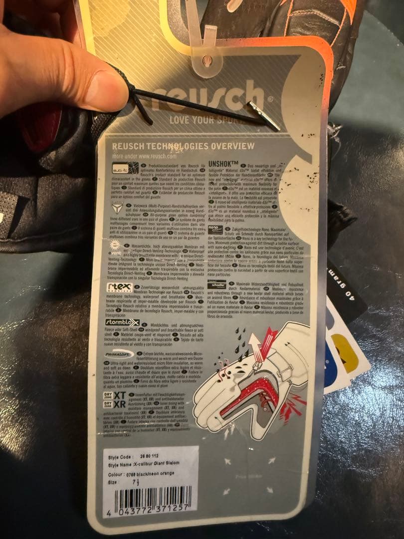 【新品タグ付】reusch スキーグローブ オレンジ/ブラック 7 1/2