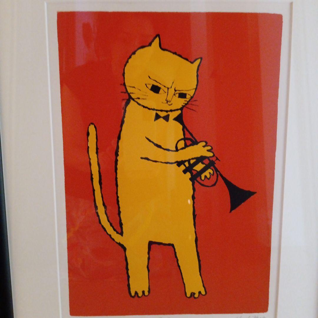 Smile　トランペットを持つ猫の絵