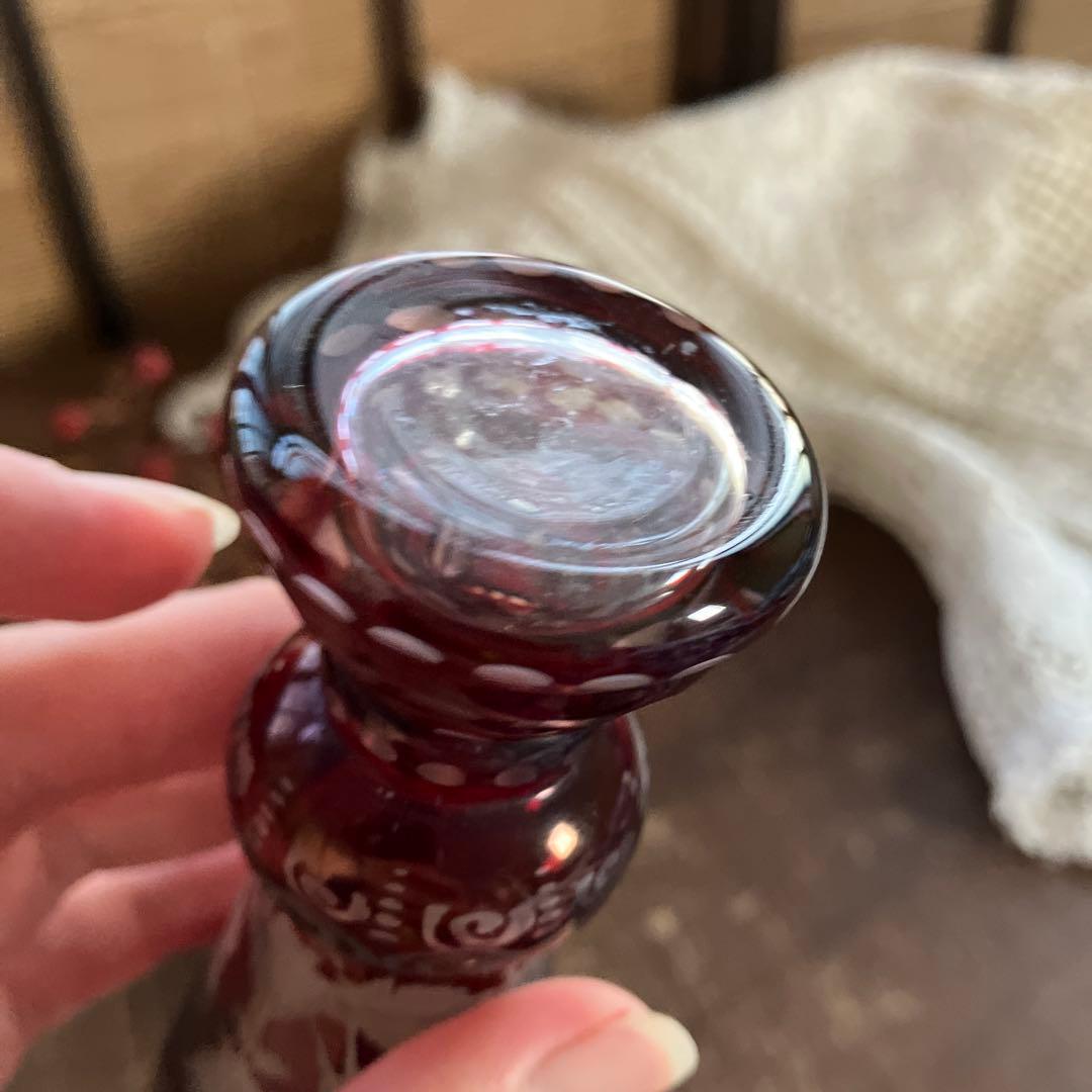 アンティークBohemian ボヘミアンガラス グラス鹿文 グラヴィール