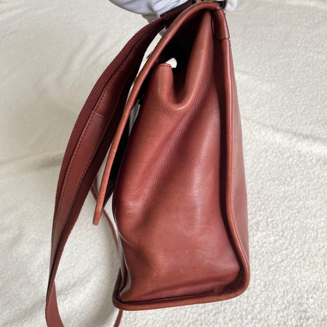 美品 アニアリ 2wayショルダーバッグ レザー ブラウン ターンロック 大きめ