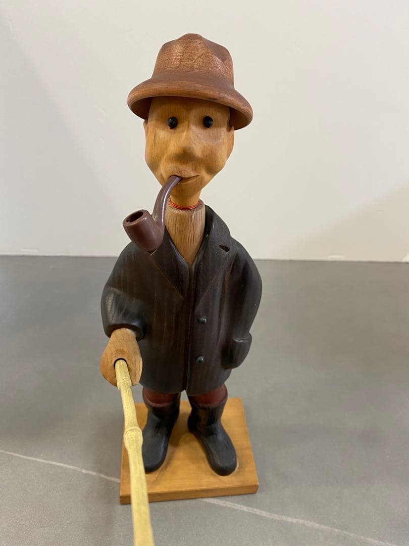 【コンタック】 ROMER イタリア製 ヴィンテージ 木彫り人形 釣り人
