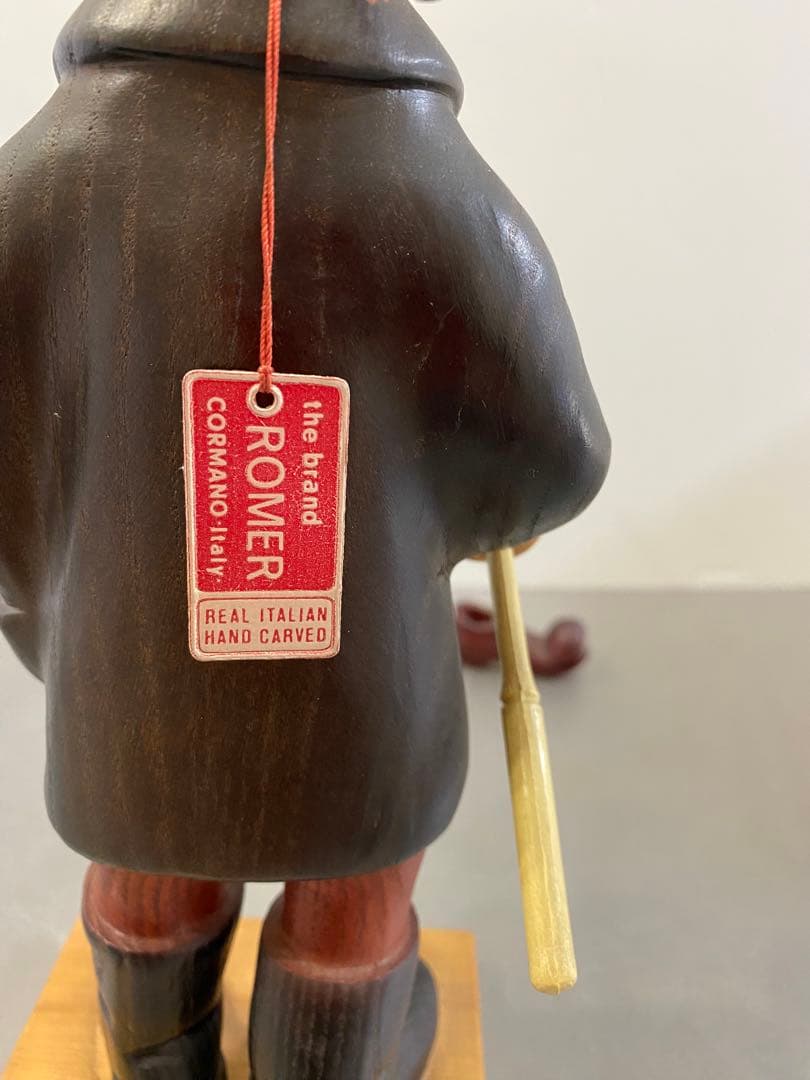 【コンタック】 ROMER イタリア製 ヴィンテージ 木彫り人形 釣り人