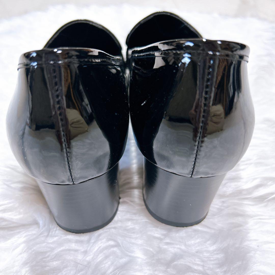 美品 現行 ダイアナ ヒールアップローファー エナメル ブラック 24cm