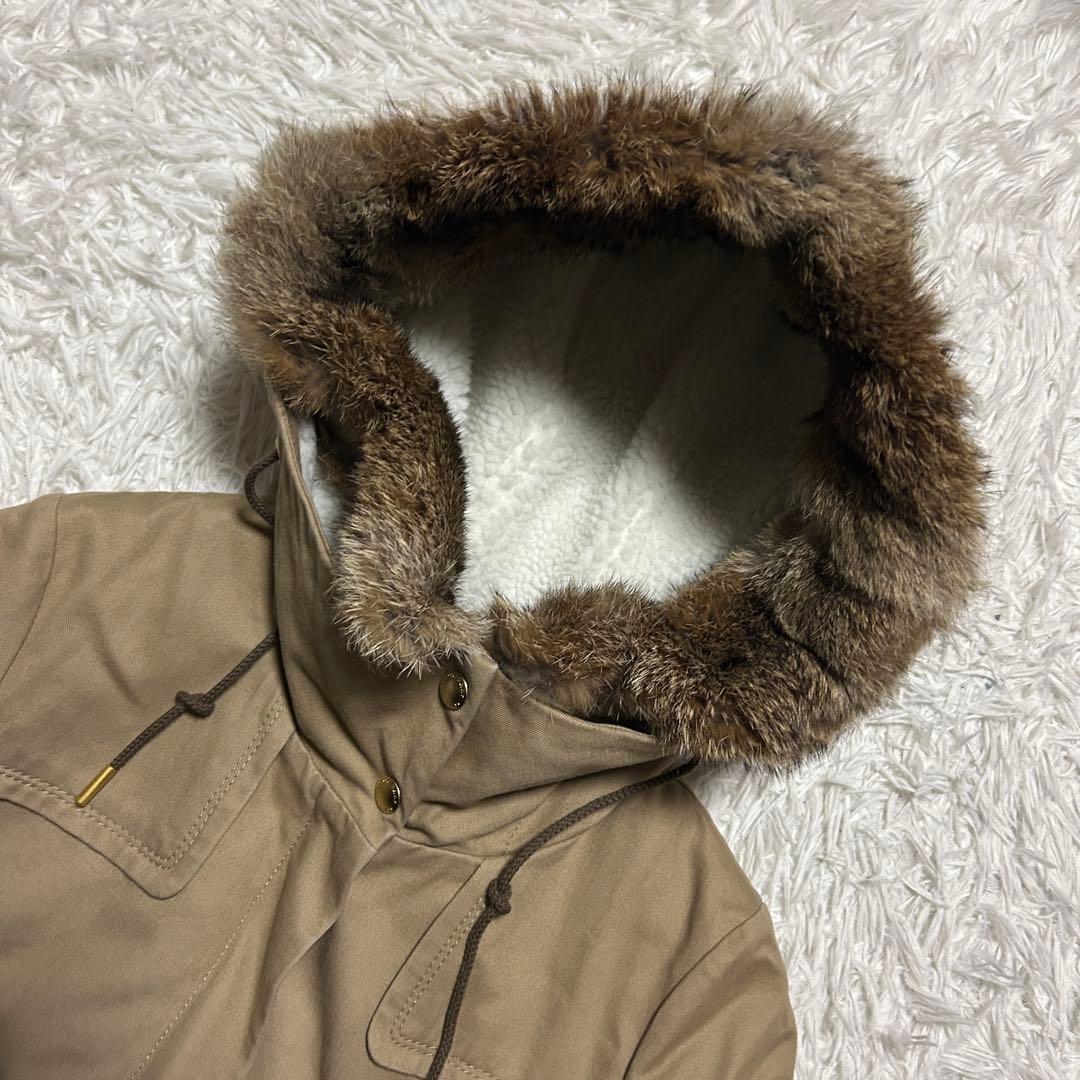 バーバリーブルーレーベル レディース モッズコート ラビットファー ボアライナー