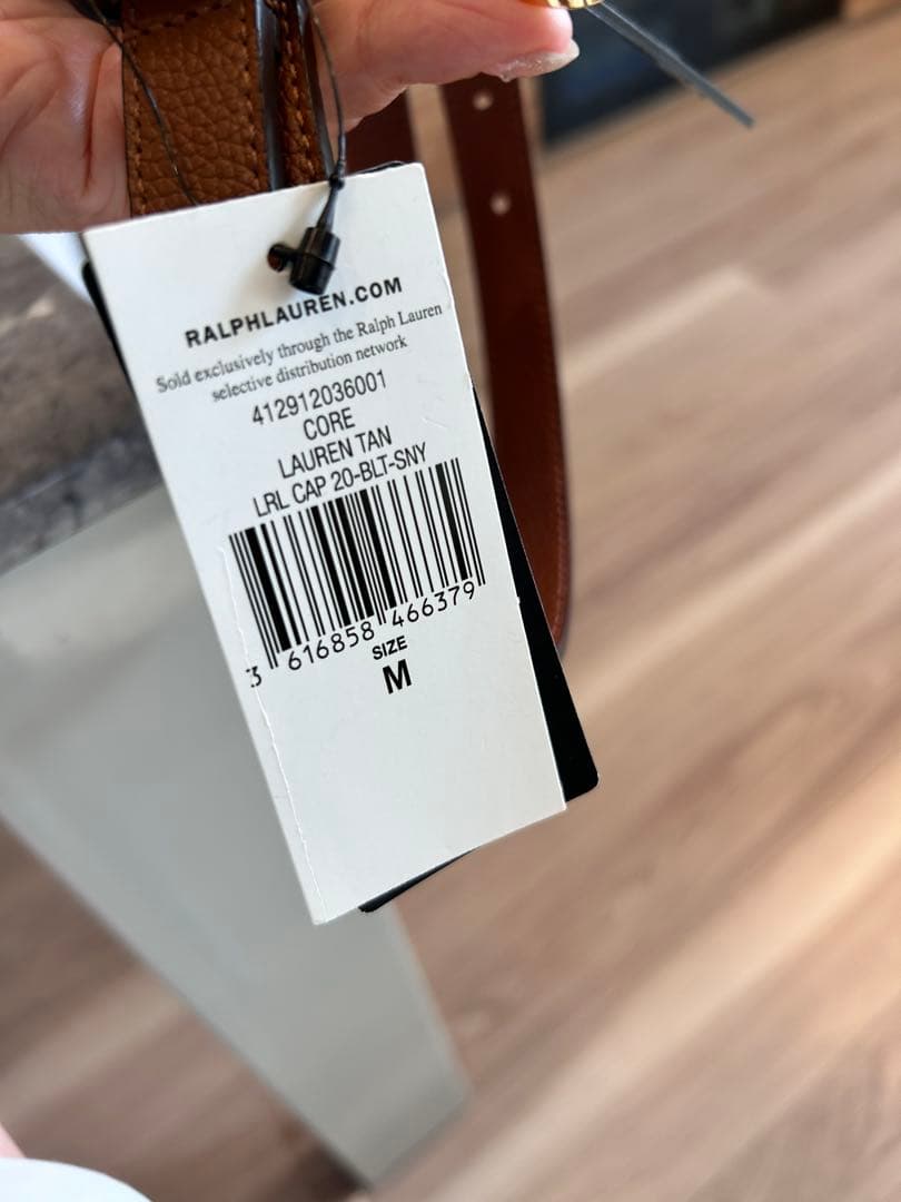 凛ラルフローレン リバーシブル レザーベルト ロゴバックル 茶色 (M)