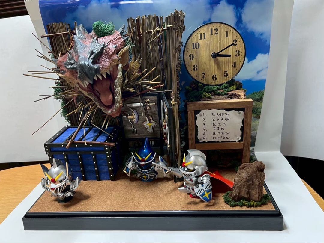 モンハンフィギュア　モンハンワイルズ　リオレウス ガンプラナイトガンダムジオラマ