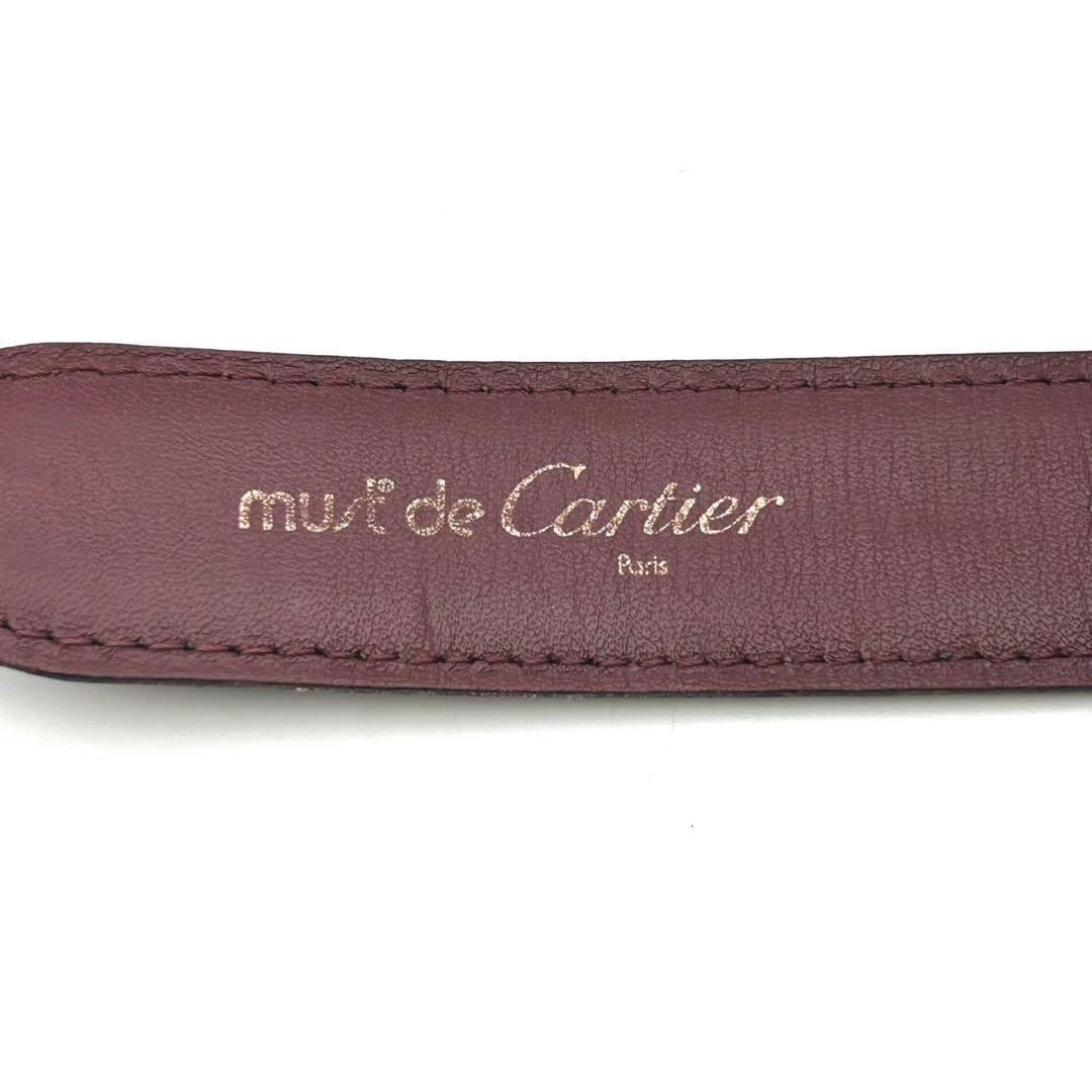 【美品】カルティエ ロゴ バックル ベルト ボルドー レザー