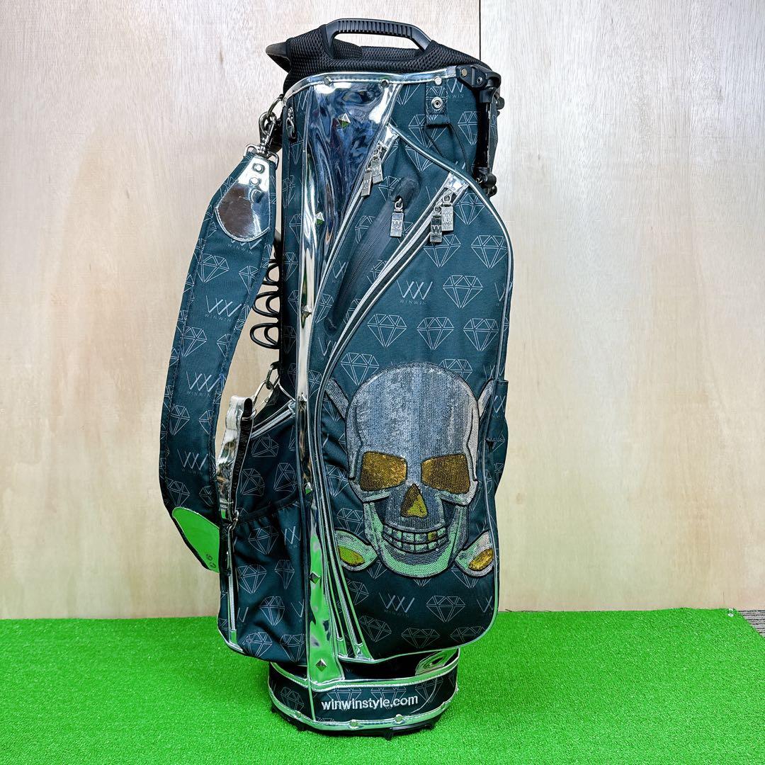WINWIN STYLE スパンコール スタンド式 キャディバッグ スカル
