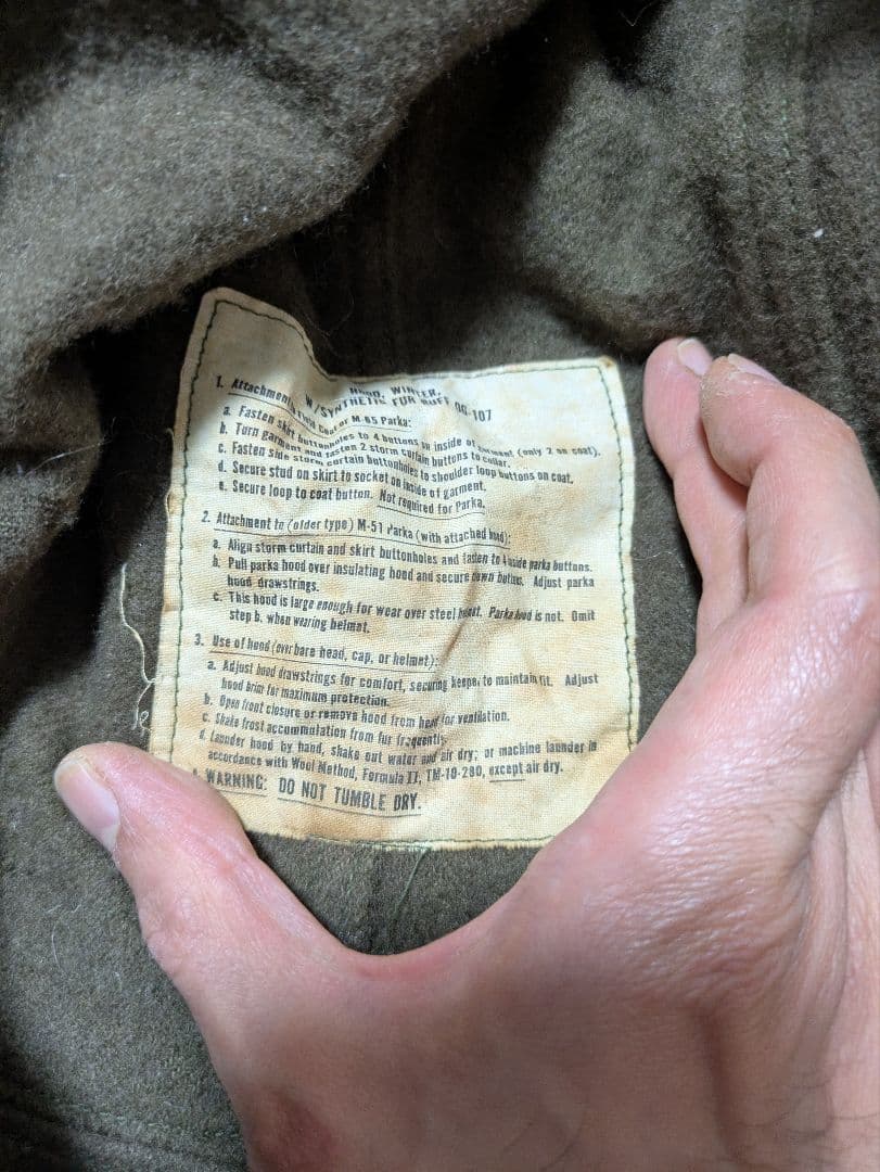 実物 米軍　M-65 モッズコ－ト フィッシュテールパーカー　XS　フード付き