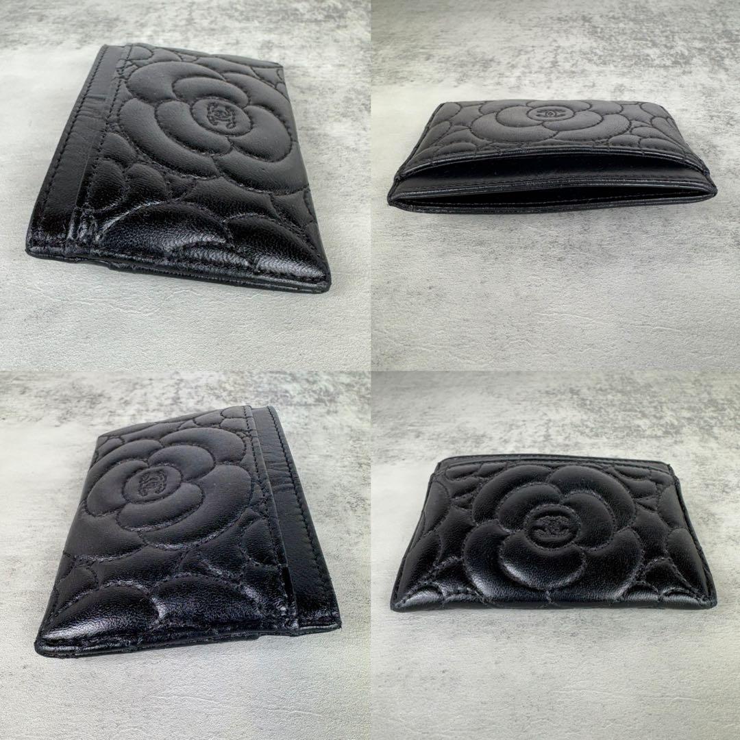 CHANEL シャネル　カメリア　ラムスキン　カードケース　パスケース