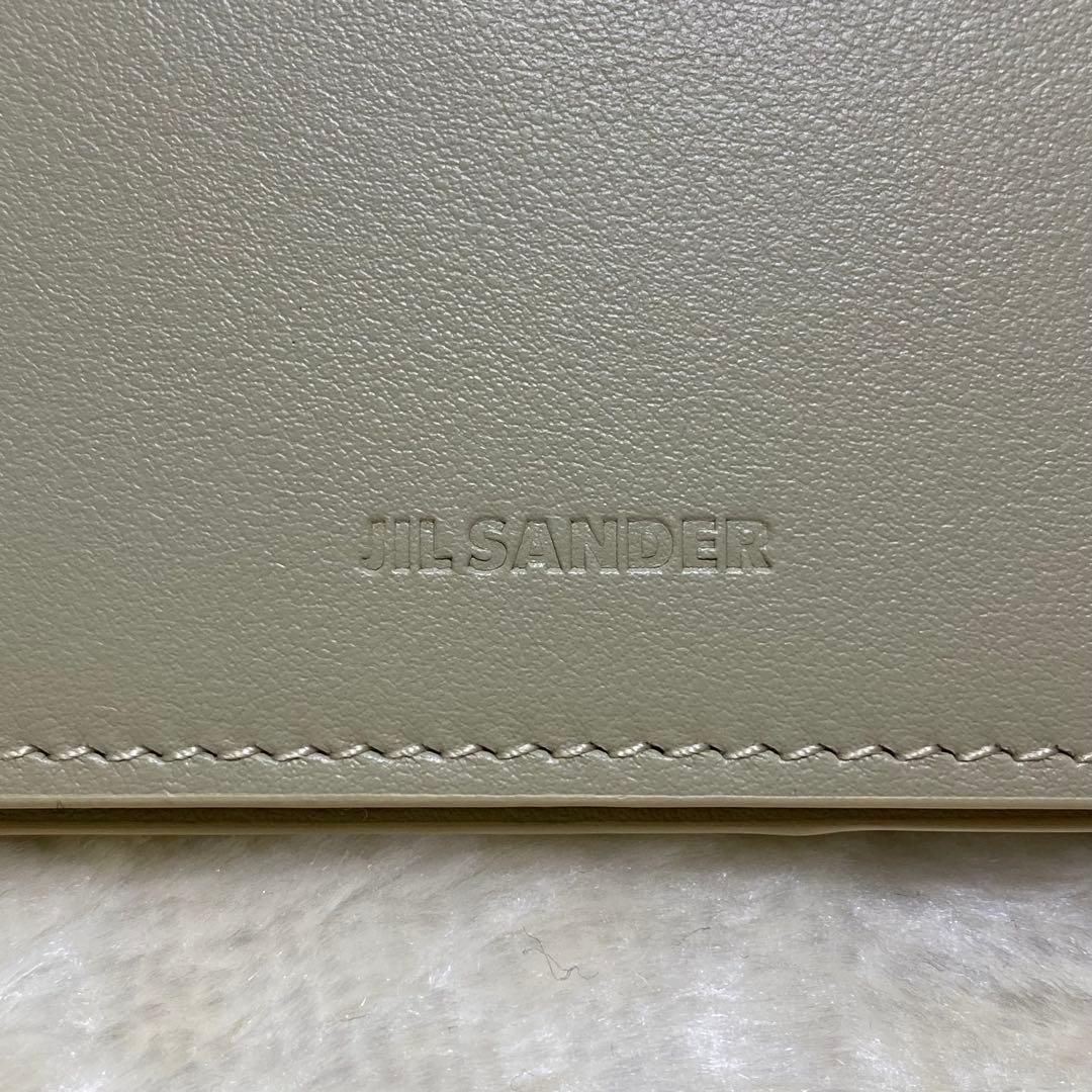 新品保管品✨ジルサンダー名刺入れカードケースロゴ型押しレザー黄緑パステルグリーン