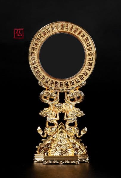 【修縁堂】真鍮製 盤龍準提鏡 密教法具 真言宗 仏教法具