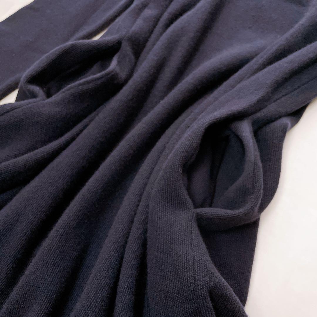 美品✨Drawer ミラノフリンジワンピース ニットウール ネイビー 1 S