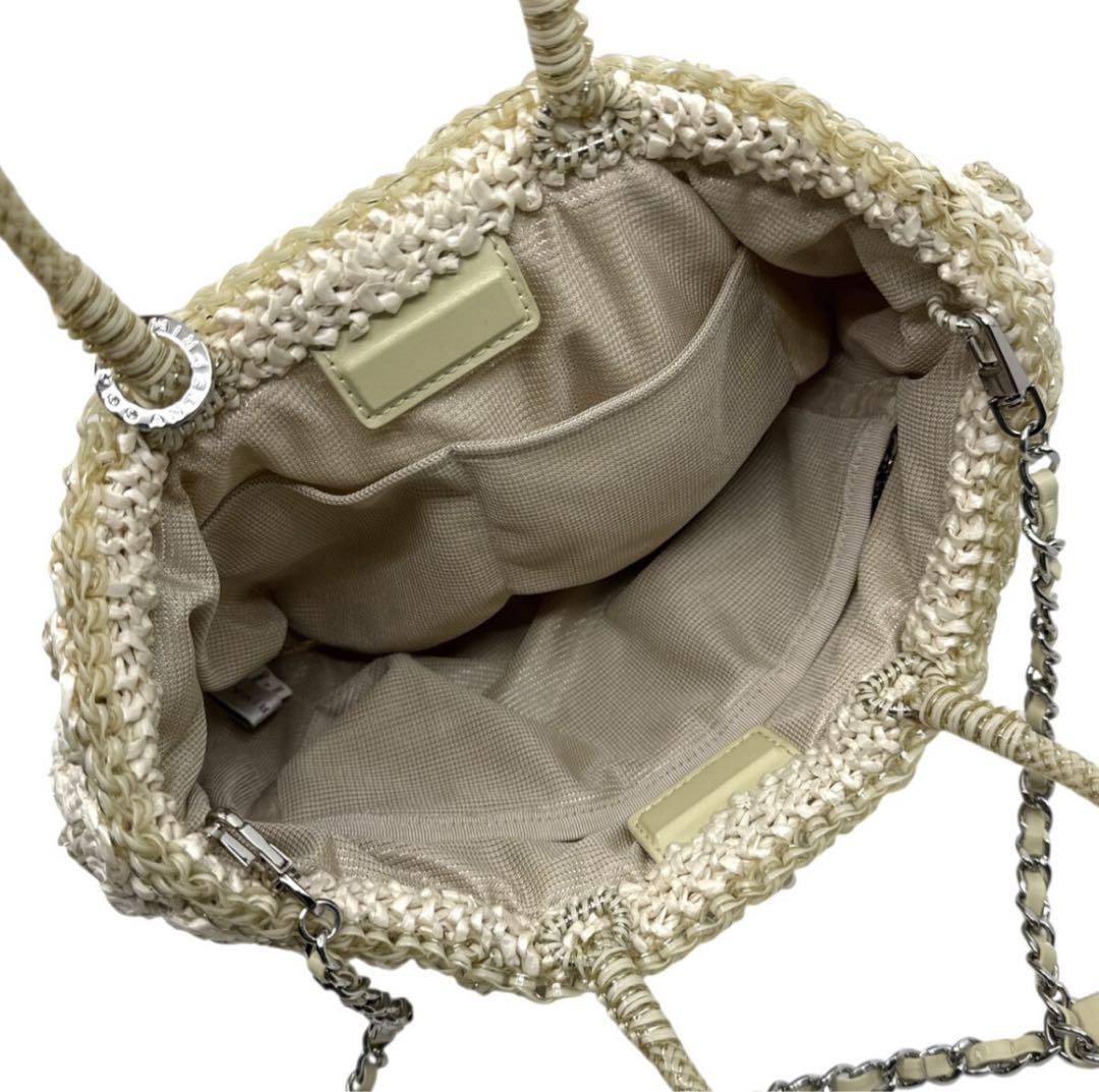 美品 アンテプリマ 2way ワイヤーバッグ ショルダーバッグ 花 ベージュ