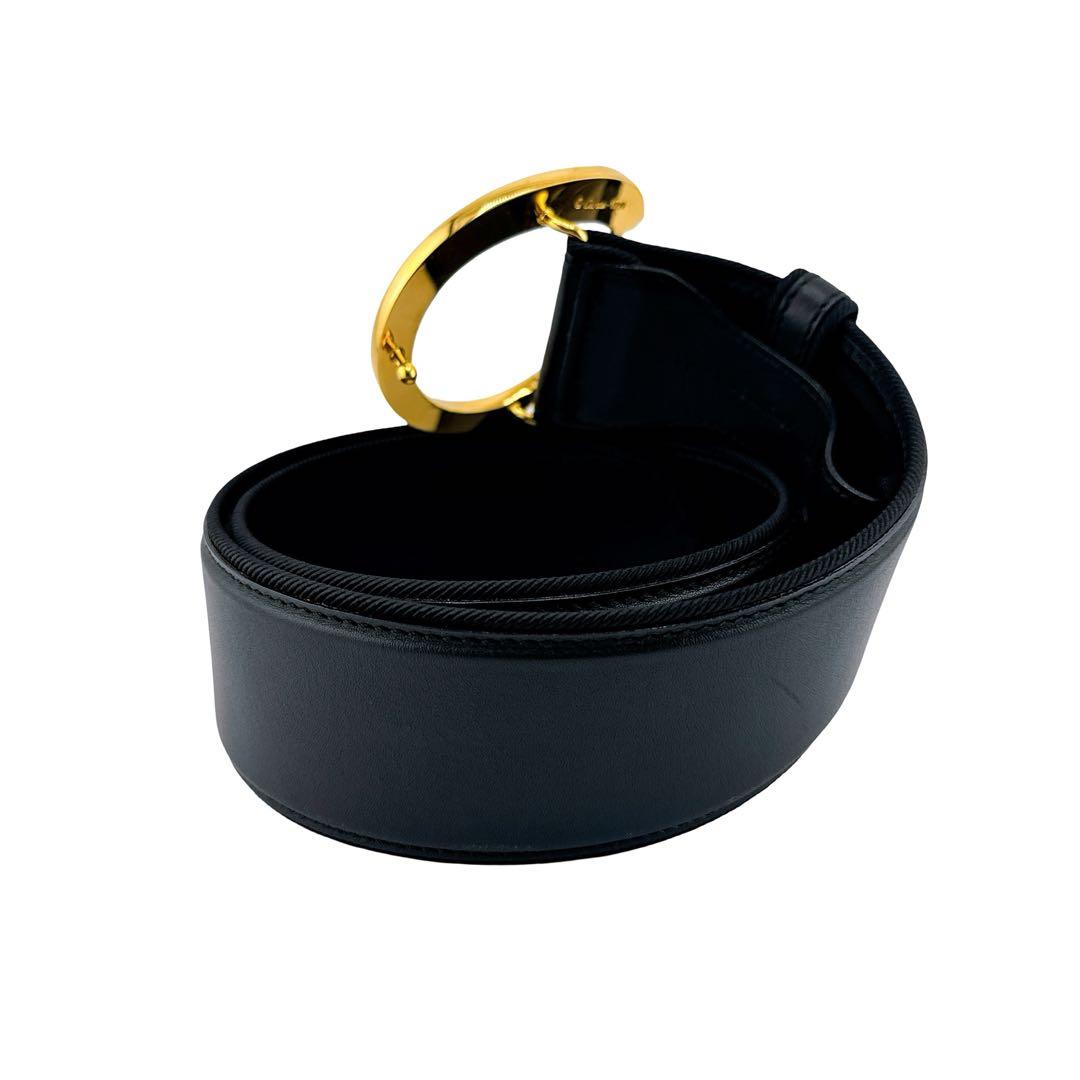 カルティエ パンテール レザー ゴールド金具 ベルト 表記 M ブラック