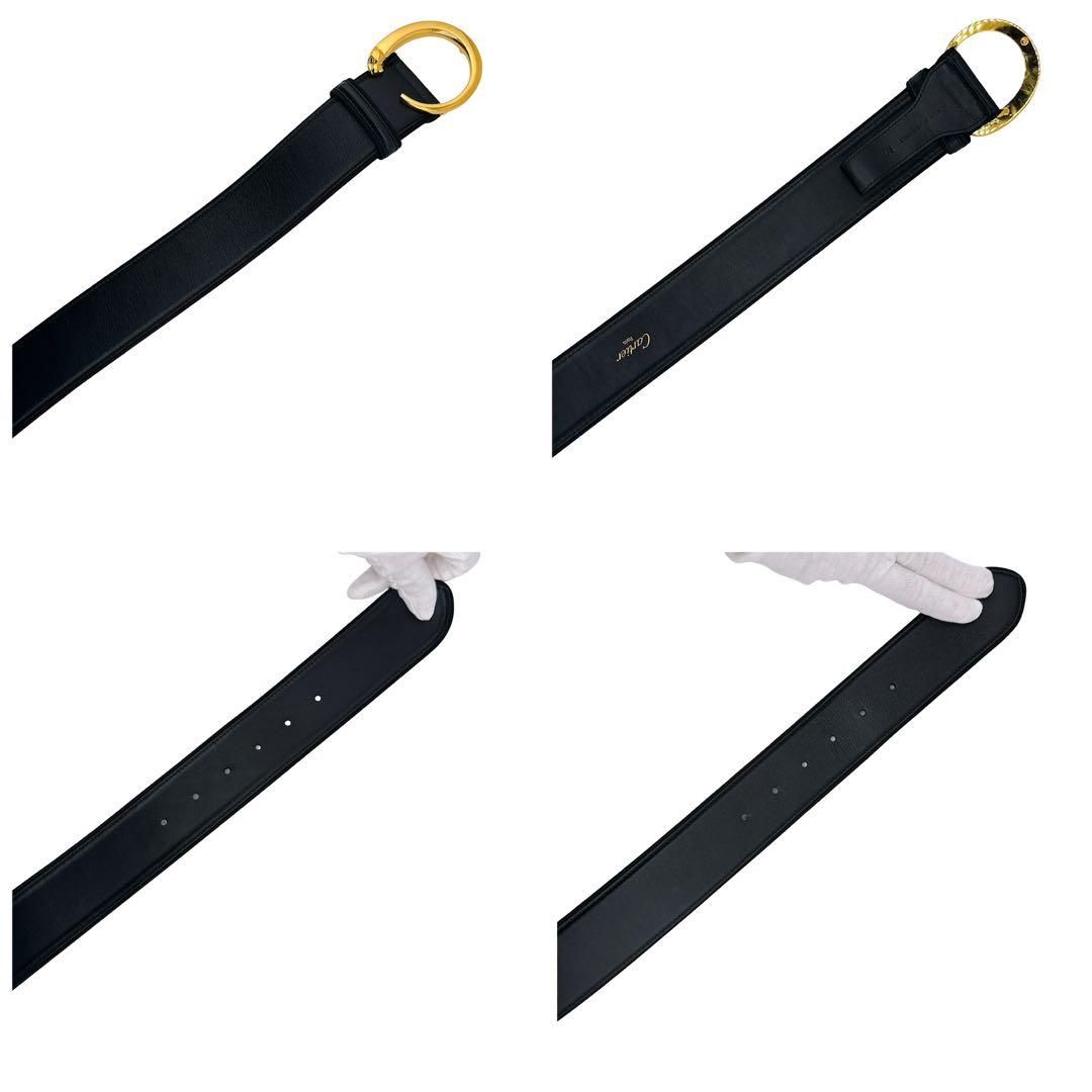 カルティエ パンテール レザー ゴールド金具 ベルト 表記 M ブラック