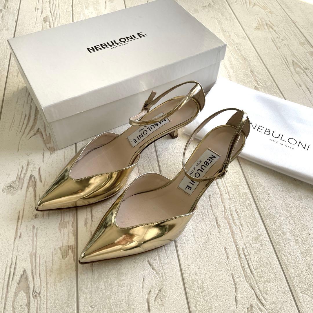 NEBULONI E. ゴールド ポインテッドトゥミュール