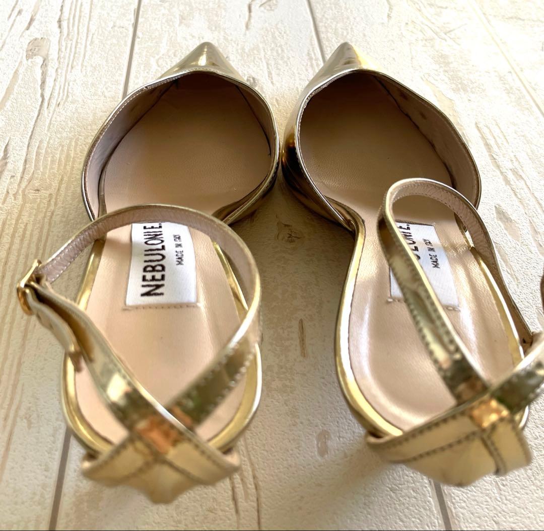 NEBULONI E. ゴールド ポインテッドトゥミュール