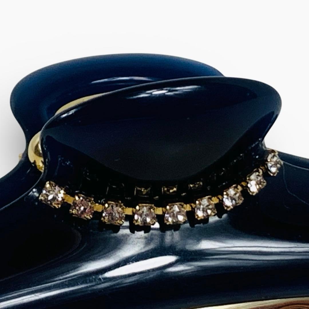 美品　acca アッカ ヘアクリップ ラインストーン ネイビー M イタリア製