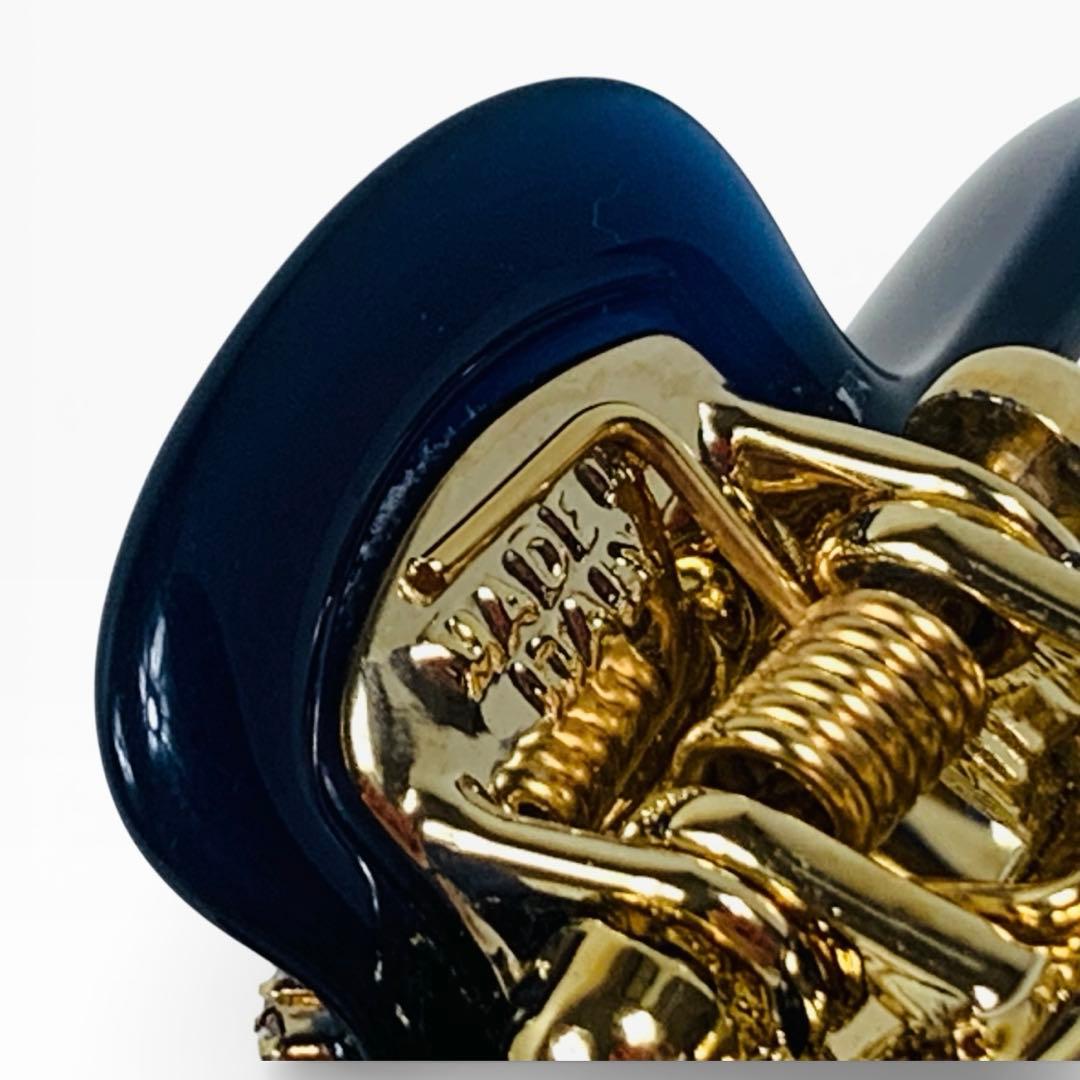 美品　acca アッカ ヘアクリップ ラインストーン ネイビー M イタリア製