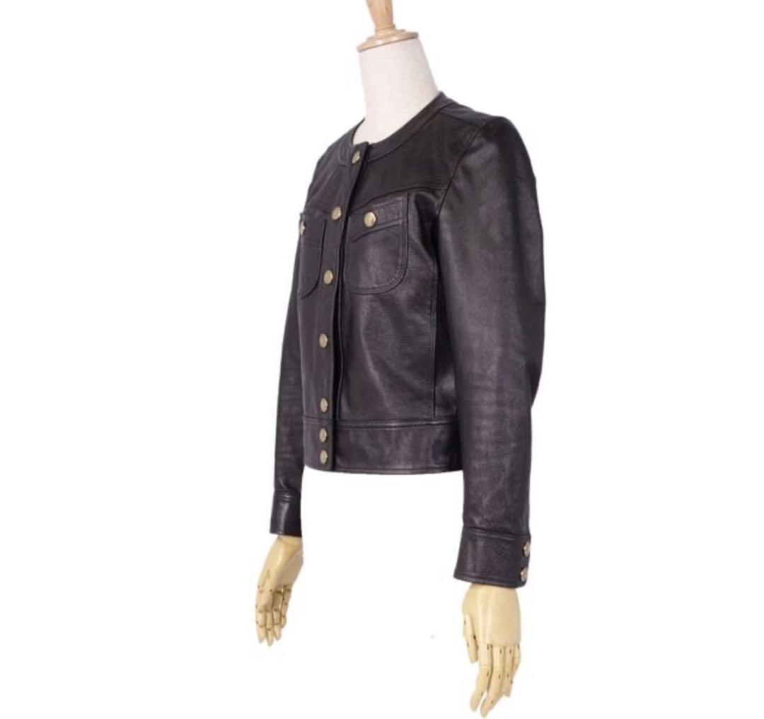 COACH ノーカラー レザージャケット 0(S相当) ブラック