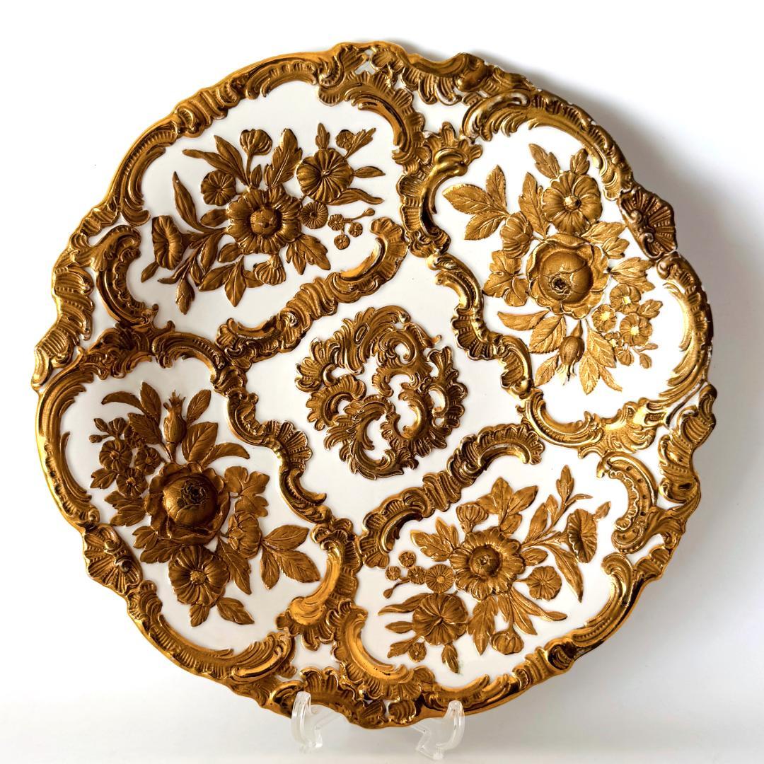 ★マイセン★1級品 プレート ゴールドグランツ バラ 28cm　プレート
