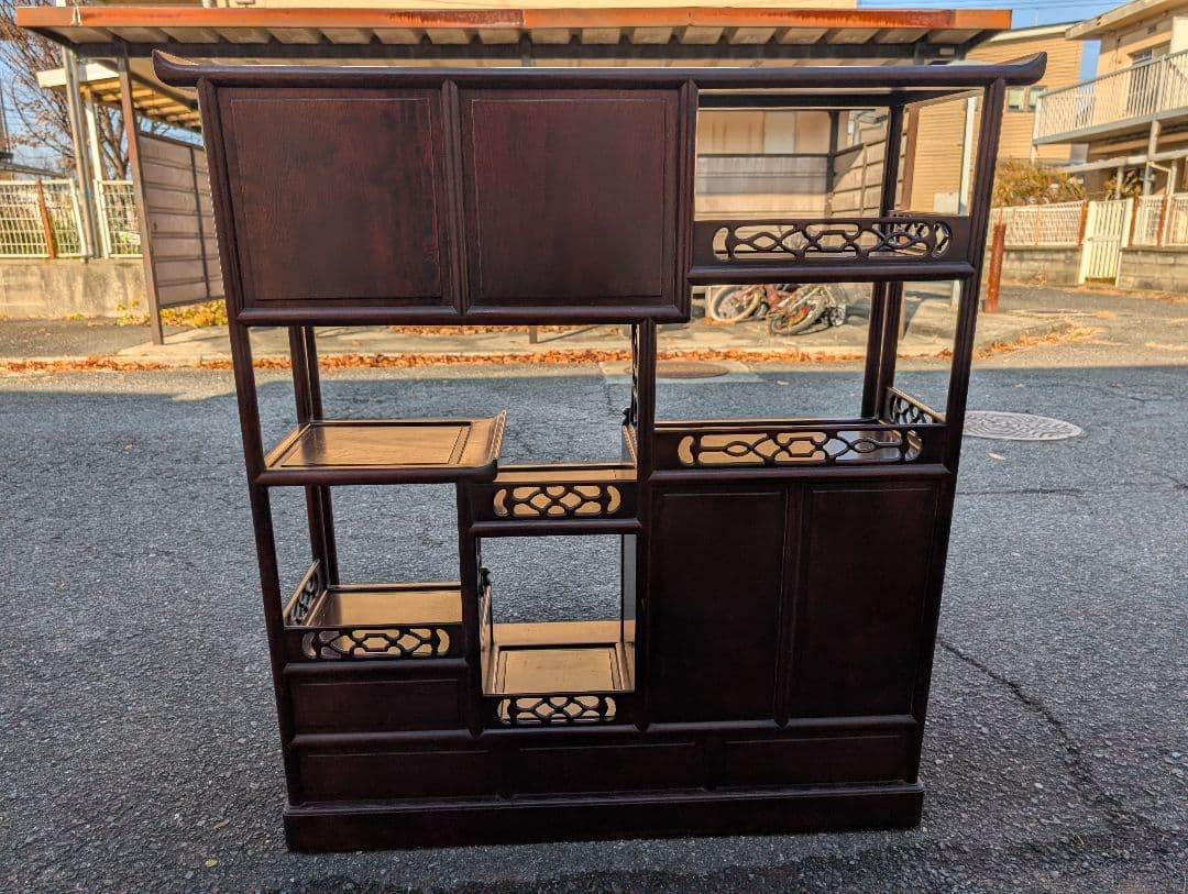 花梨製 茶箪笥 無垢材 飾り棚 和家具 唐木 引取可