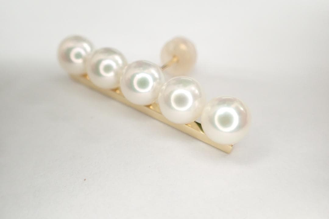 22/美品 田崎真珠 タサキ K18YG 750 バランスプラス パール ピアス