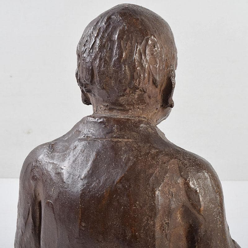 高岡銅器　須賀木仙子作　鋳銅　 宗旦居士像　約3㎏　共箱　V　R9533B