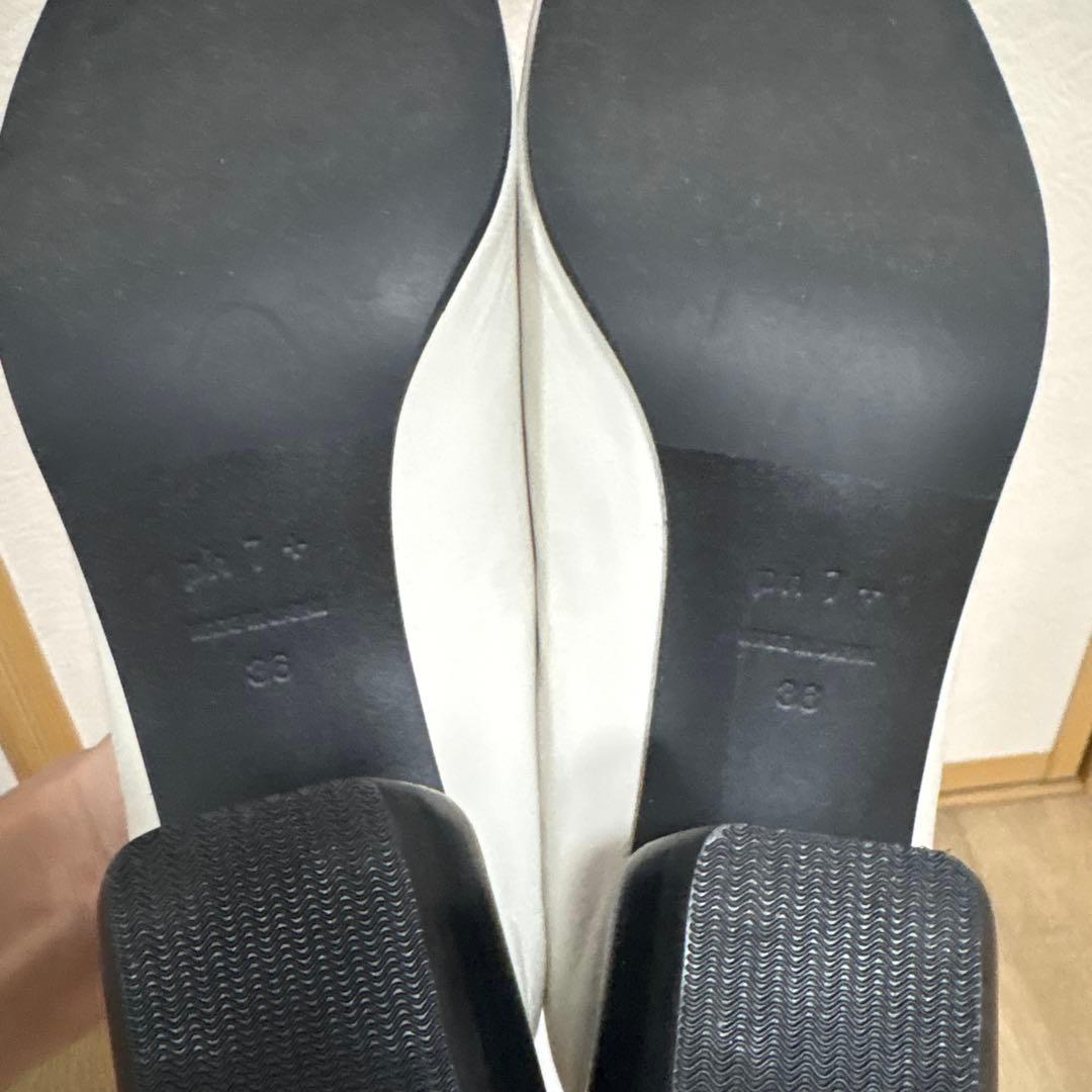 ホワイトローファー 中ヒール　ph7+