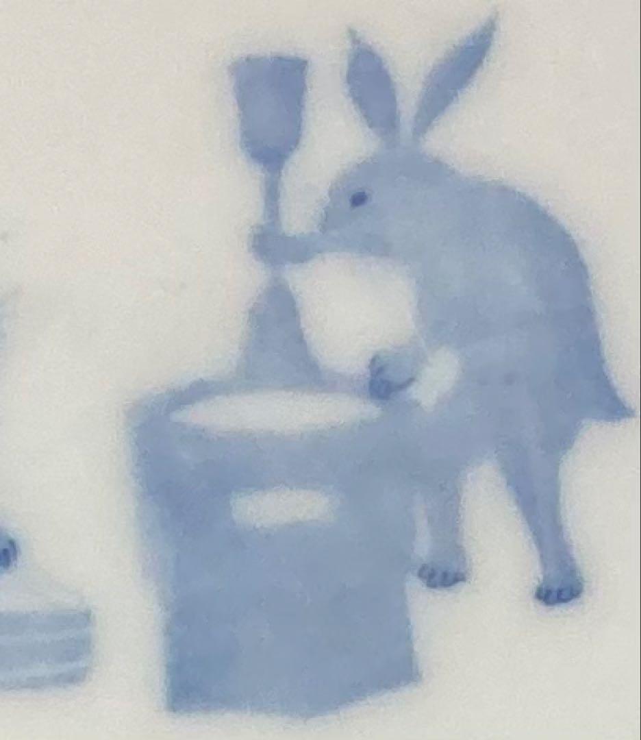 B559b 印判 兎の餠つき 小皿1枚　裏に蝙蝠　図変り　満月　骨董