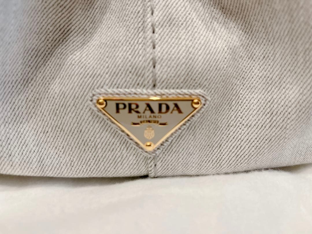 PRADA デニムトートバッグ M カナパ ビアンコ
