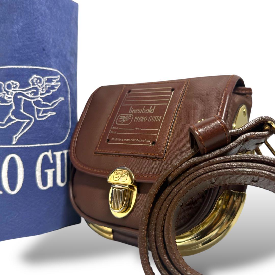 【美品・希少】ピエログイディ リナボールド 小型 ウエストバッグ ブラウン