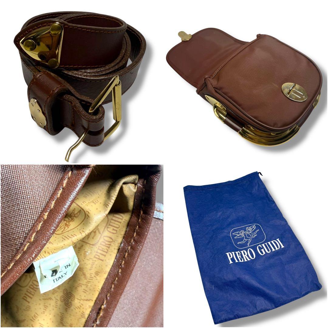 【美品・希少】ピエログイディ リナボールド 小型 ウエストバッグ ブラウン
