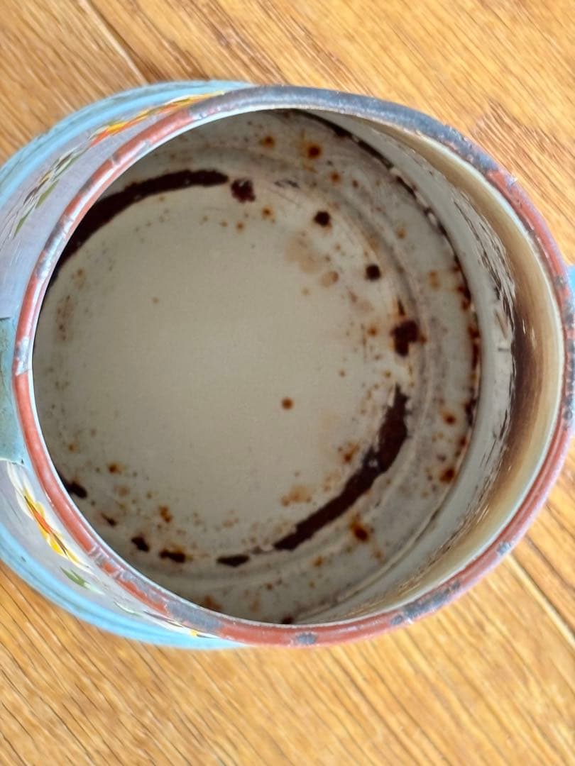 フランスアンティーク ホーローコーヒーポット ブルー 手描きのお花