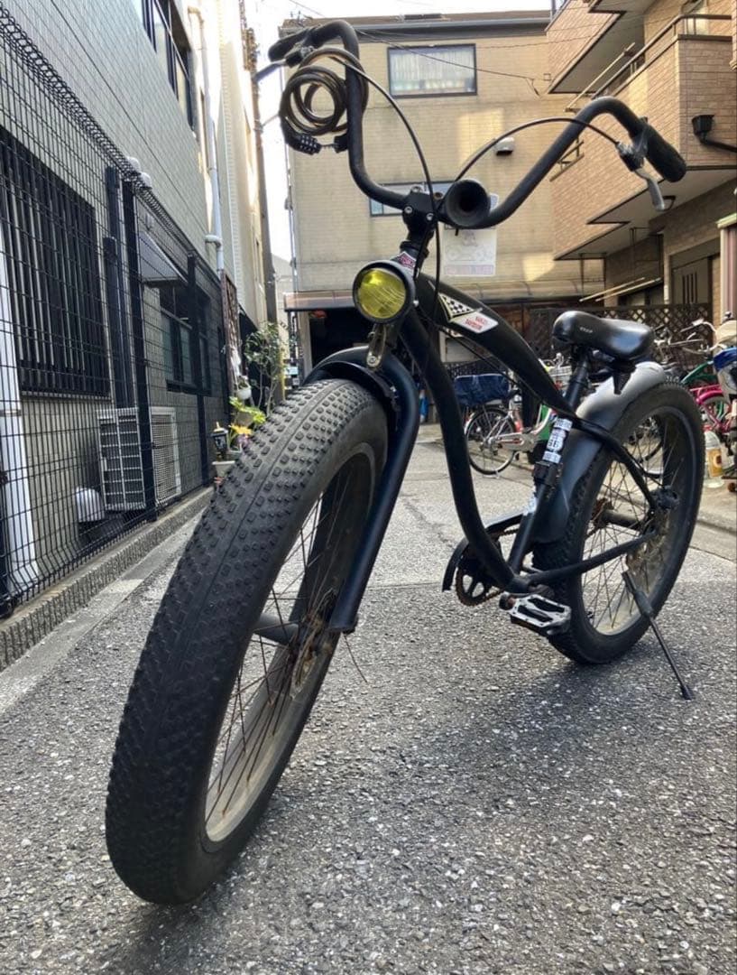 ブラック ファットタイヤクルーザー 自転車