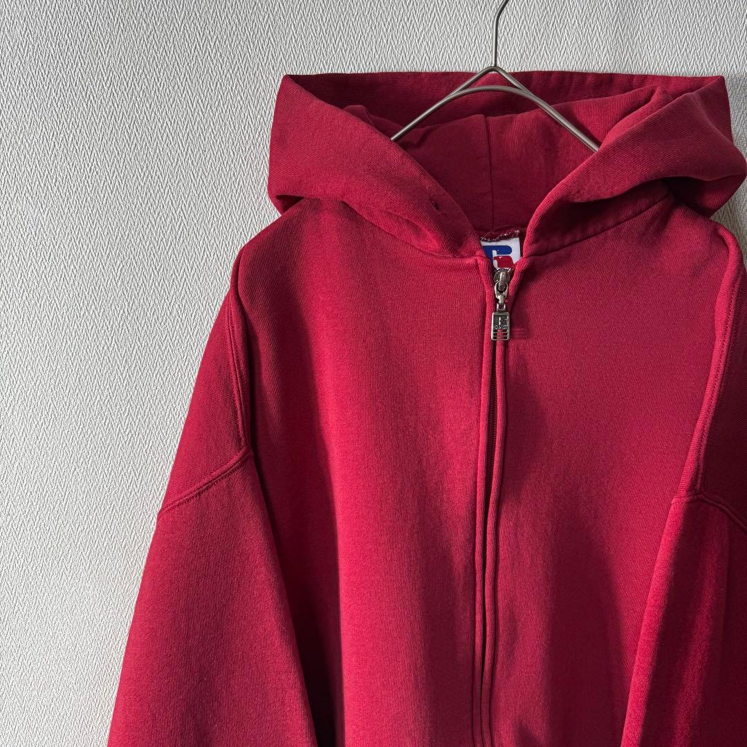 ち*ぶ様 希少 90s USA製 RUSSELL PLAIN 無地 フルジップ