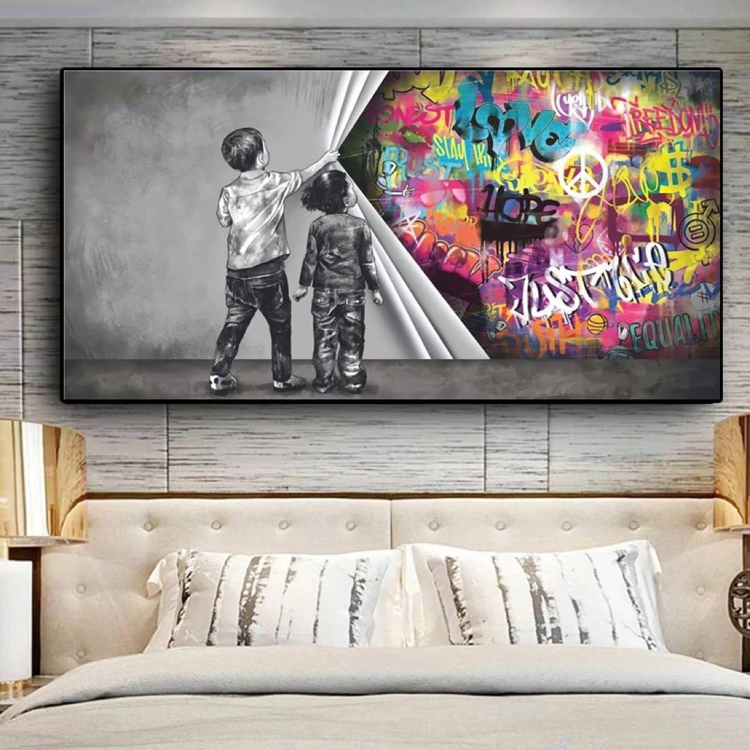 No1超絶特大サイズ　キャンバスアート　ストリートアート　バンクシー　インテリア