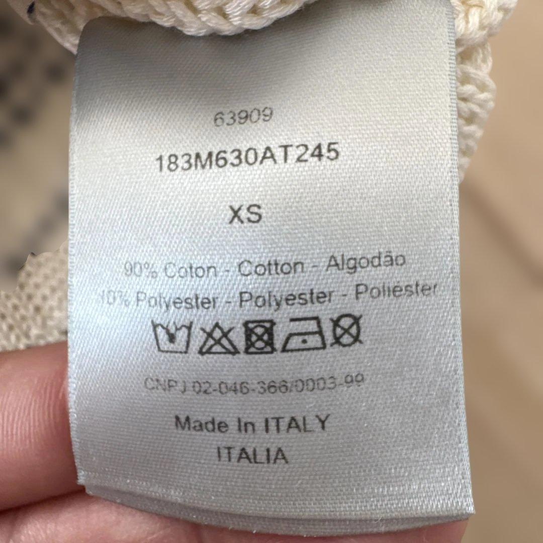 Dior ストライプ クルーネックセーター 白　XS